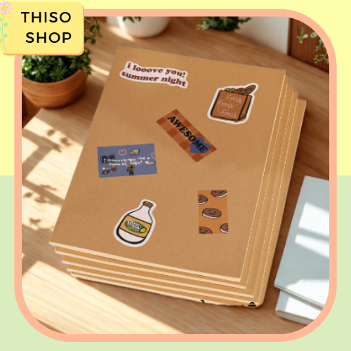 Sổ A5 Kẻ Ngang, Vở Ghi Chép A5 THISO Khâu Gáy 72 Trang Kẻ Ngang - Giấy 70 GSM, Vở A5 Bìa Giấy Kraft