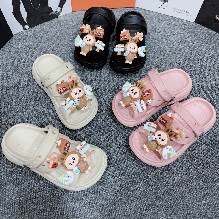 Dép sandal cho bé gái, dép quai ngang trẻ em chống trơn trượt tặng STICKER Lububu