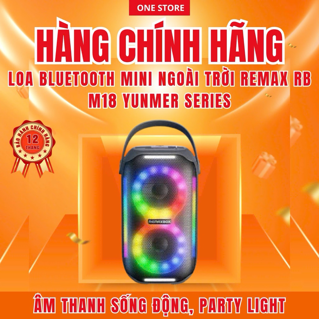 [HÀNG CHÍNH HÃNG] Loa Bluetooth REMAX RB-M18 – Âm Thanh Sống Động, Party Light