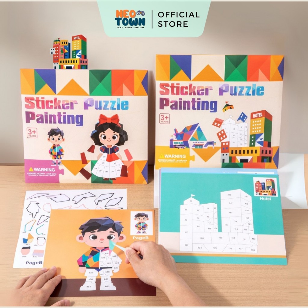 Bộ Tranh Tạo Hình Sticker Puzzle Painting Cho Bé 4~6 Tuổi 𝗡𝗲𝗼 𝗧𝗼𝘄𝗻
