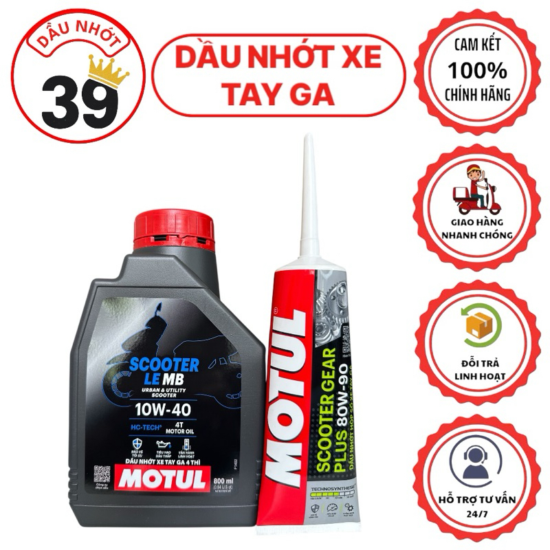 Combo nhớt xe tay ga cao cấp Chính Hãng MOTUL SCOOTER LE 10W40 + nhớt hộp số MOTUL 80W90 >>[CAM KẾT 
