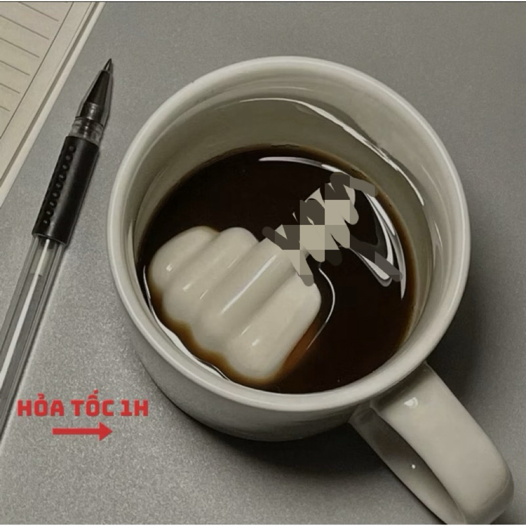 Cốc sứ hình ngón tay kèm hộp 300ml hài hước