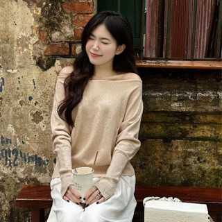 Áo Len Trễ Hở Vai Nữ Kiểu Dáng Basic Lệch Vai Mùa Thu Đông Kimee - KA8285