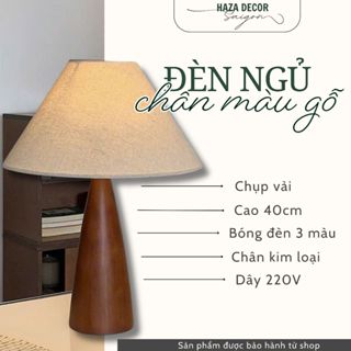 (SẴN) Đèn bàn chân màu gỗ nâu 3 ánh sáng trang trí phòng ngủ gia đình, Đèn ngủ 9W để bàn decor nhà