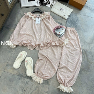 Set Bộ Ngủ Đũi Chấm Bi Hồng KAB [Sẵn Ship]