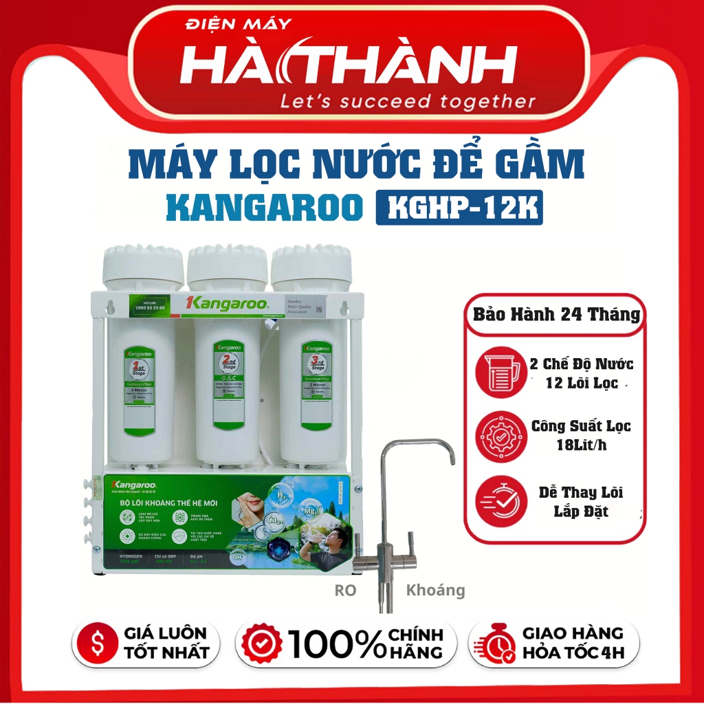 Máy Lọc Nước RO Hydrogen Kangaroo KGHP12K, 12 Lõi Lọc - 2 Chế Độ Nước, Hàng Chính Hãng