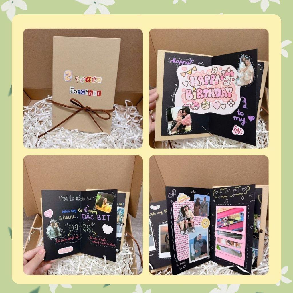 Scrapbook Dải Ảnh Dài In Ảnh Theo Yêu Cầu Sổ Dán Ảnh 15x21 Quà Handmade Tặng Bạn Trai Bạn Gái In Ann