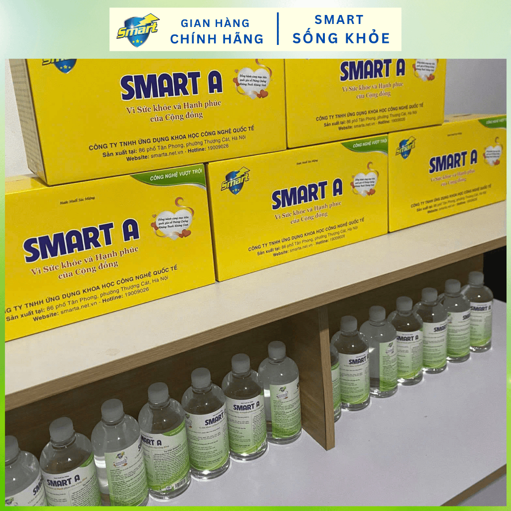 HỘP 10 chai NƯỚC SMART A (MẪU MỚI NHẤT) - Nước muối điện phân SMART A