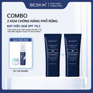 COMBO: 2 KEM CHỐNG NẮNG CHỐNG NẮNG PHỔ RỘNG "SMOOTH & TONING SUNSCREEN" SPF 50+ - Dung tích: 32g - Thương Hiệu: BESKIN
