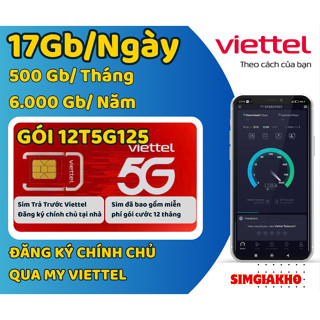   GIÁ RẺ  Sim Data 500Gb Tháng Tốc Độ Cao 12T5G125 Miễn Phí 12 Tháng 