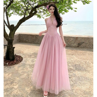 Đầm cổ yếm xoè tầng chất lụa voan cao cấp siêu hot mùa hè