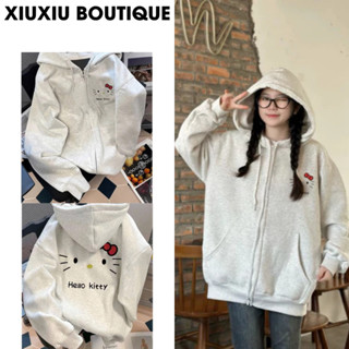  Áo Hoodie Zip In Hình Hello Kitty Nỉ Dày Form Rộng – Áo Khoác Hoodie Nam Nữ Ulzzang   có túi trong   