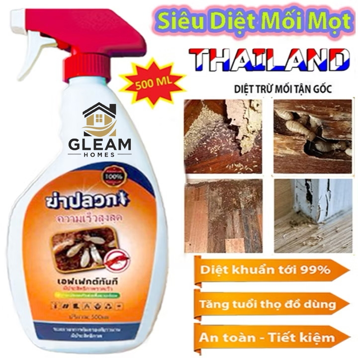 Diệt Mối Mọt THÁI LAN 500ml Siêu Mạnh, Diệt Mối Khung Gỗ, Sàn Gỗ, Tủ Bếp,Tường Trần Nhà, Mọt Mây Tre