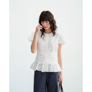  DOB - Áo kiểu chiết eo bèo gấu nơ sau lưng Bouse 