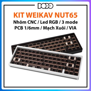 Kit bàn phím cơ Weikav Nut65 PCB 1.6mm vỏ nhôm CNC led RGB mạch xuôi hotswap 5 pin kit bàn phím cơ Nut 65 DoDo Gear