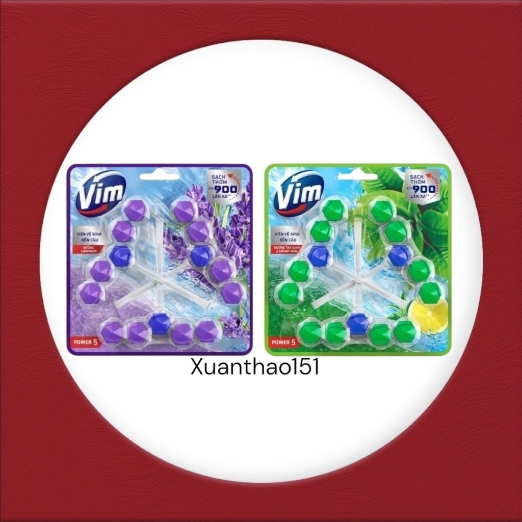 (HỎA TỐC, HCM) Vỉ 3 Viên treo bồn cầu VIM (3×50g/vỉ) (Hương Lavender/ Trà xanh)