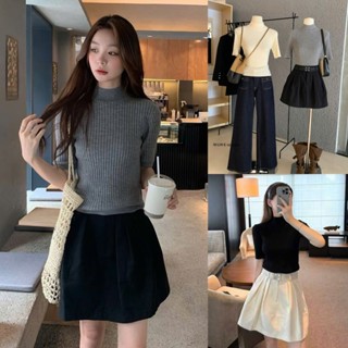  Ngocanh6959 SALE WGWE A328 Áo len ngắn tay cổ cao ##7407 phong cách mùa thu đông tiểu thư basic 