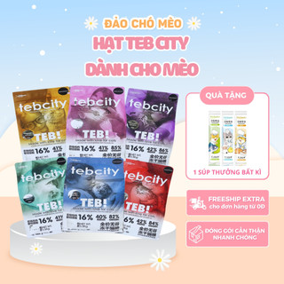  Thức ĂNn Hạt Khô TEB City Cho Mèo Mọi Lứa Tuổi Mix Topping Protein Đến 42%  Túi 1,5Kg  - Daochomeo 