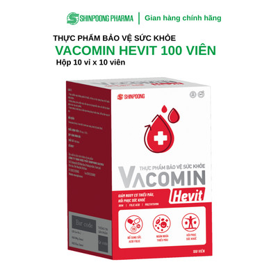 Thực Phẩm Bảo Vệ Sức Khỏe VACOMIN HEVIT - Viên uống bổ sung sắt và các vitamin cho cơ thể - Shinpoong Pharma (Hộp 100V)