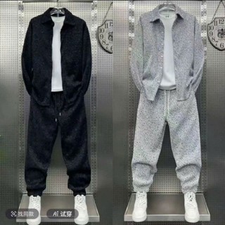  Bộ đồ nam quần dài áo dài chất liệu dạ Kim Tuyến mềm dày dặn đứng phom mặc nhà mặc đi chơi 