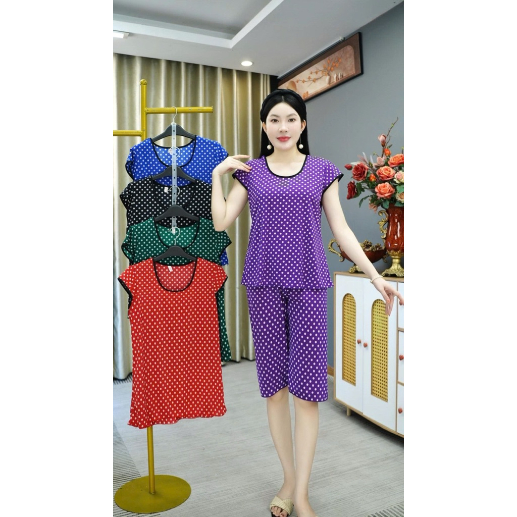 Bộ lửng thun lạnh chấm bi tay con