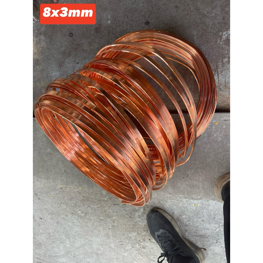 Đồng đỏ thanh cái 8x3mm (bản 8mm ; dày 3mm ) dài 3m liền