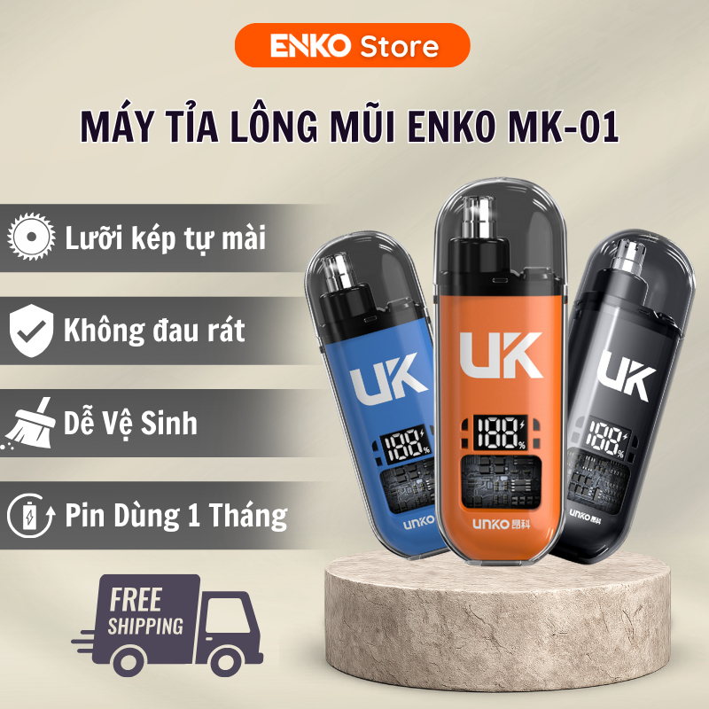 Máy Cắt Tỉa Lông Mũi Điện Mini ENKO MK-01,Màn Hình LCD,An Toàn Cho Da,Lưỡi Kép Đôi,Mạch chống chập