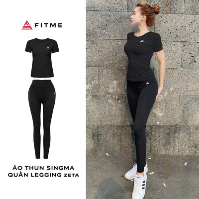 Bộ thể thao nữ Fitme áo thun tập gym Sigma form body tay ngắn, quần legging dài cạp cao tôn dáng