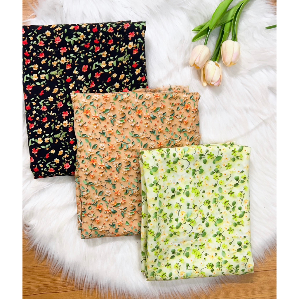 M617 . vải lụa mango hoa 8D 8 mẫu may bà ba, áo dài… khổ 1.5m