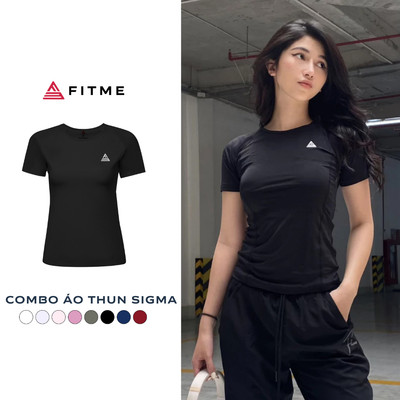 Combo áo thun tập gym yoga nữ Fitme Sigma phối lưới thông thoáng, vải cao cấp co giãn 4 chiều thấm hút mồ hôi tốt ATSM