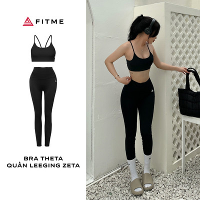 Bộ quần áo tập gym nữ Fitme áo bra 2 dây Theta, quần legging dài chất liệu thun co giãn 4 chiều