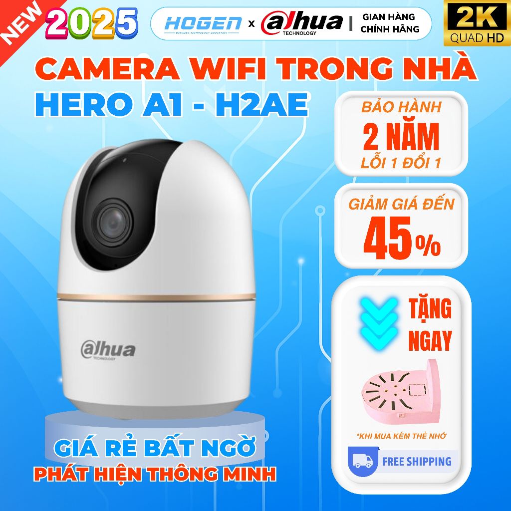 Camera Wifi Trong Nhà Dahua H3AE/H5AE 2K/3K–Xoay Quét 360,Đàm Thoai 2 Chiều,Phát Hiện Người, BH 24TH