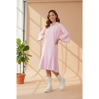 Đầm hoodie viền bèo xuất Nhật