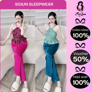  Đồ Ngủ Sexy Nữ SOJUN Bộ Dài Yếm Gấm -Có Mút 1 size 45 - 62Kg - MS 963 