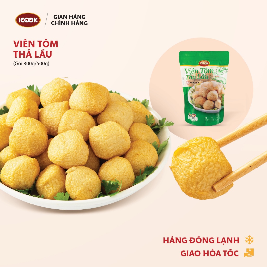 Viên tôm thả lẩu Manwah, chính hãng iCOOK và Golden Gate