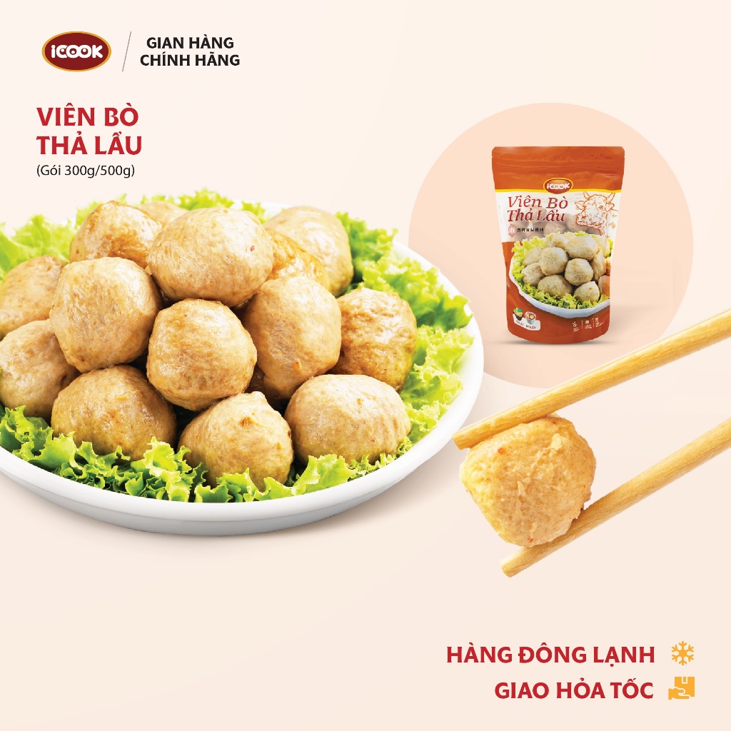 Viên bò thả lẩu Manwah, chính hãng iCOOK và Golden Gate