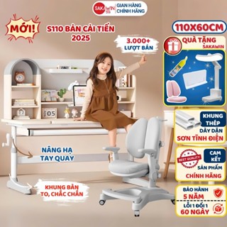 [LIVESTREAM] Bộ bàn học chống gù cao cấp Sakawin S110 Bàn học cho bé kèm giá sách vòm, Kích thước lớn 1m1