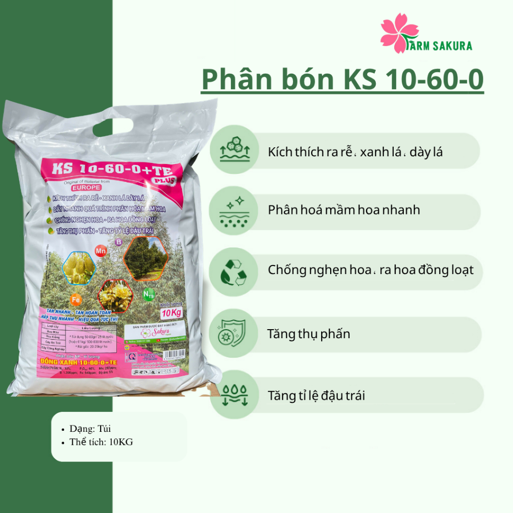Phân Bón Vi Lượng KS 10-60-0 + TE