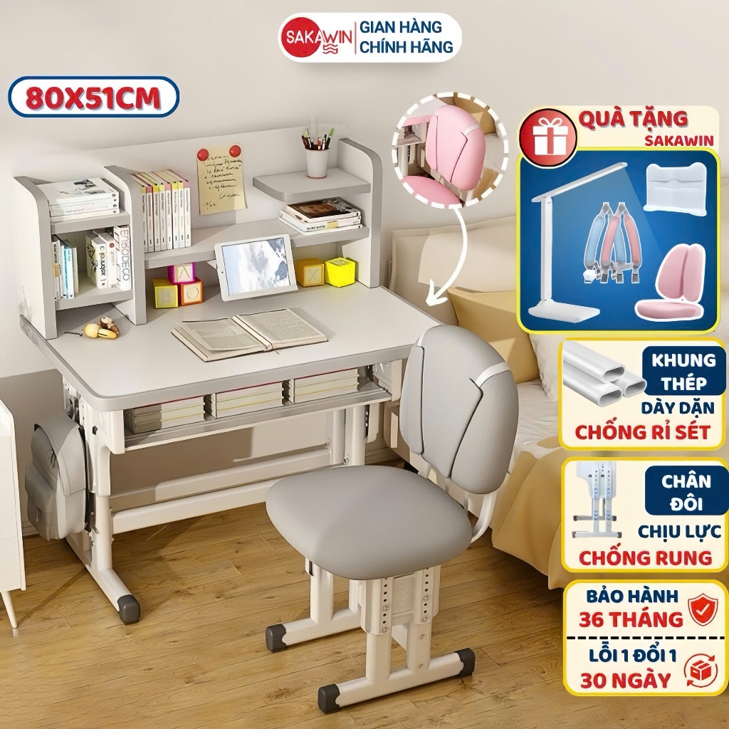 [LIVESTREAM] Bàn học chống gù Sakawin K30 Chân kép chắc chắn Nâng hạ chiều cao Cho bé ngồi học