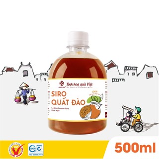 Siro Quất Đào Nguyên Chất Hồng Lam - Giải Nhiệt, Thanh Mát, Không Chất Tạo Màu - Chai 500ml