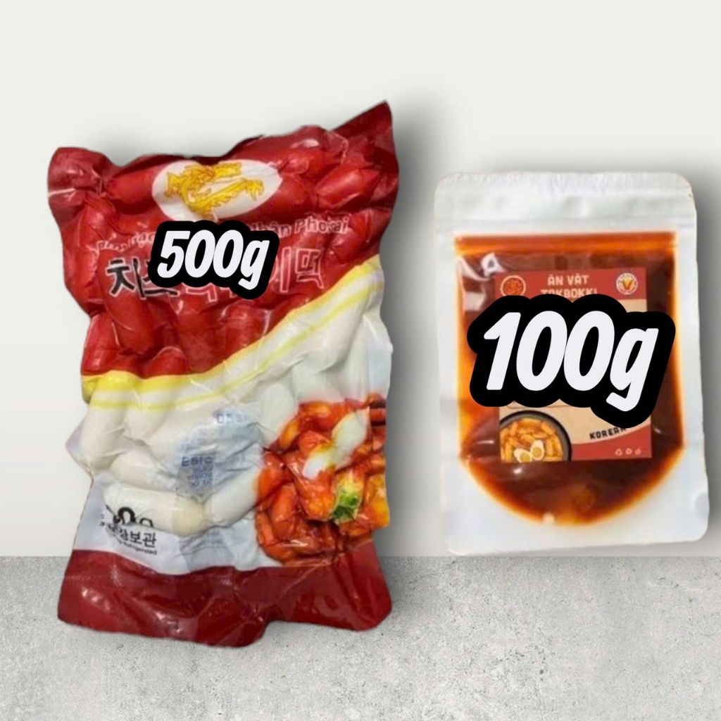 Bánh Gạo Tokbokki Hàn Quốc 500g và 1 kg Bánh Gạo Nhân Phô Mai 500g