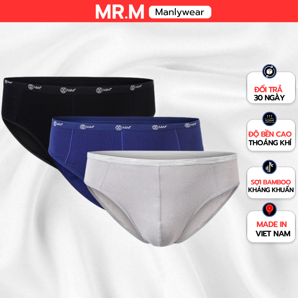 [CHE TÊN] Combo 3 quần lót nam Pickleball sợi BAMBOO kháng khuẩn thấm hút mồ hôi MRM Fashion