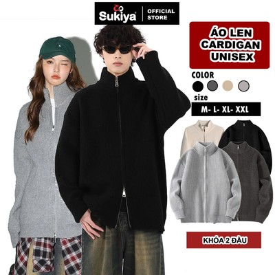 Áo Len Cardigan Nam Nữ SUKIYA Khóa Kéo 2 Đầu Form Suông Phong Cách Hàn Quốc AL117