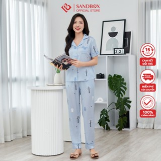  Bộ Pijama SANDBOX Lụa Latin Cao Cấp Mềm Mịn Họa Tiết Thiết Kế Hoa Phối Màu 