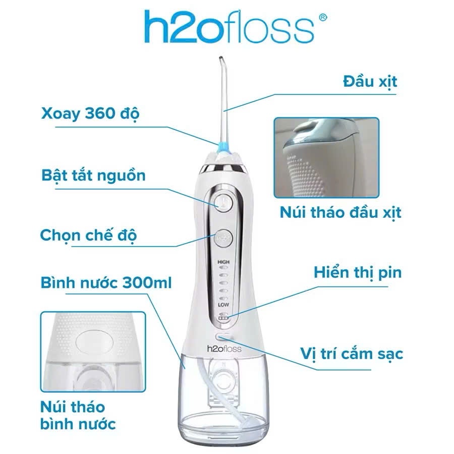 Máy tăm nước h2o floss HF-6J Specical set for Japan Nhật Bản
