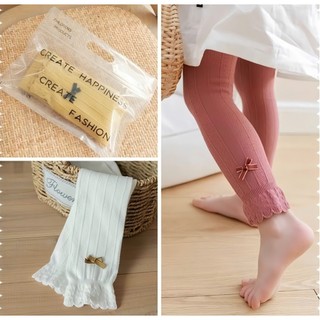 [TẤT NƠ]Quần Tất Len ,Leggings Không bàn xuất hàn đính nơ siêu cute cho bé 1-7 tuổi