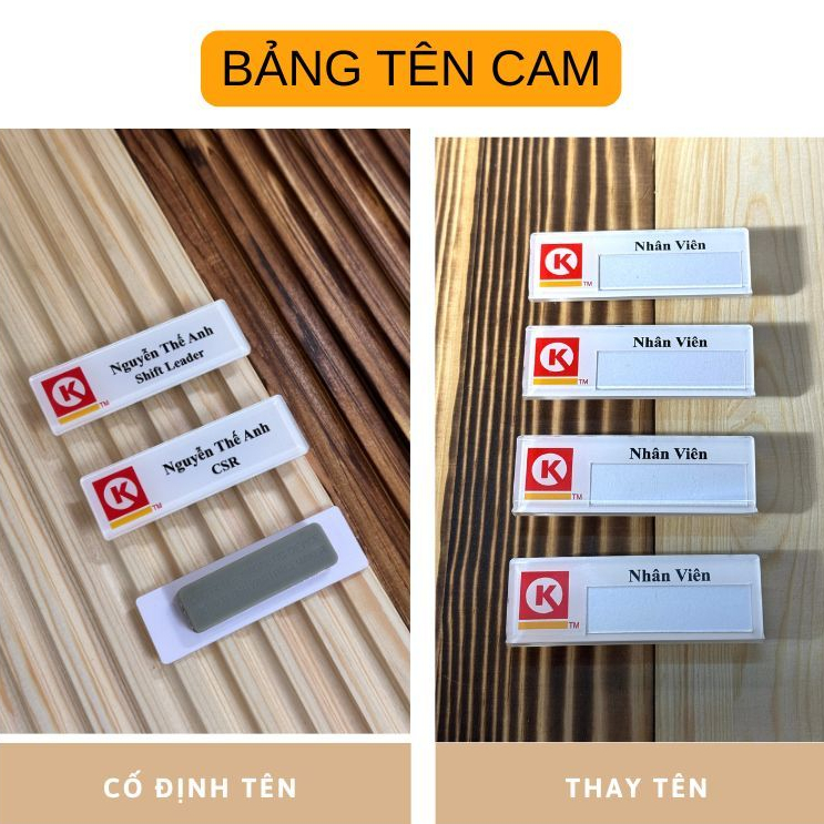 Bảng tên Circle K cố định/ thay tên - chất liệu mica in UV bền nhẹ - In theo yêu cầu