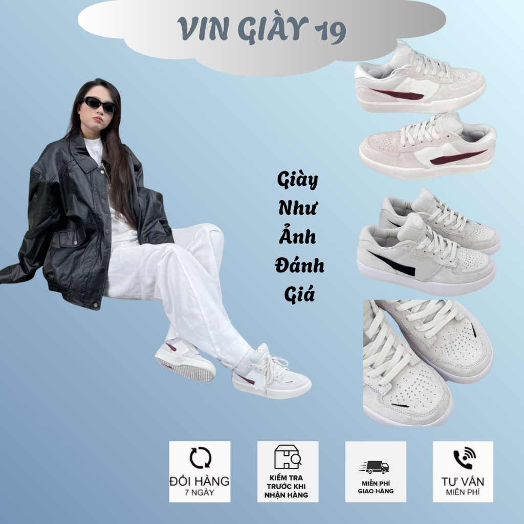 Giày SB Force 58 xám vạch đỏ + vạch đen, Giày Thể Thao SB58 Nam Nữ hot trend Tặng Hộp