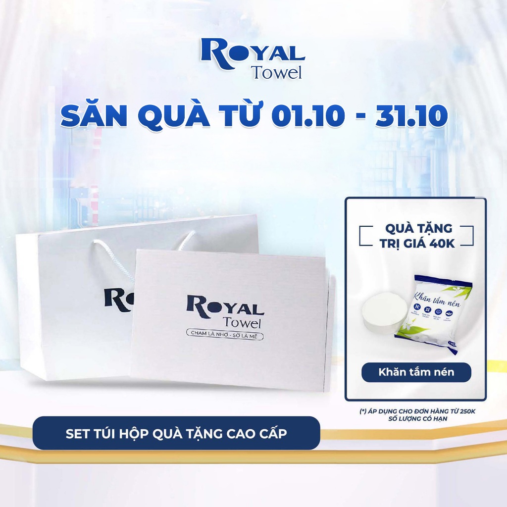 Set Túi Hộp Quà Tặng Cao Cấp Royal Towel Đựng Khăn Tắm, Khăn Mặt, Khăn Gội Tặng Lễ Tết, Sinh Nhật Cho Người Thân Bạn Bè