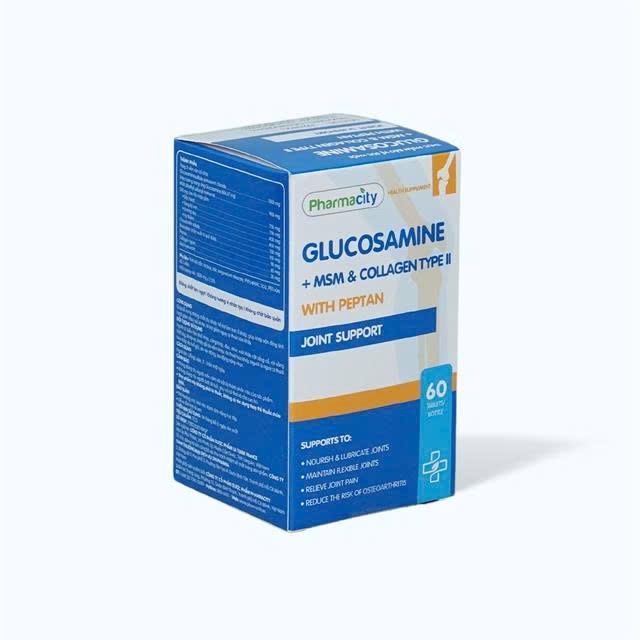Viên uống Pharmacity Glucosamine + MSM & Collagen Type II - Joint Support hỗ trợ làm trơn ổ khớp (60